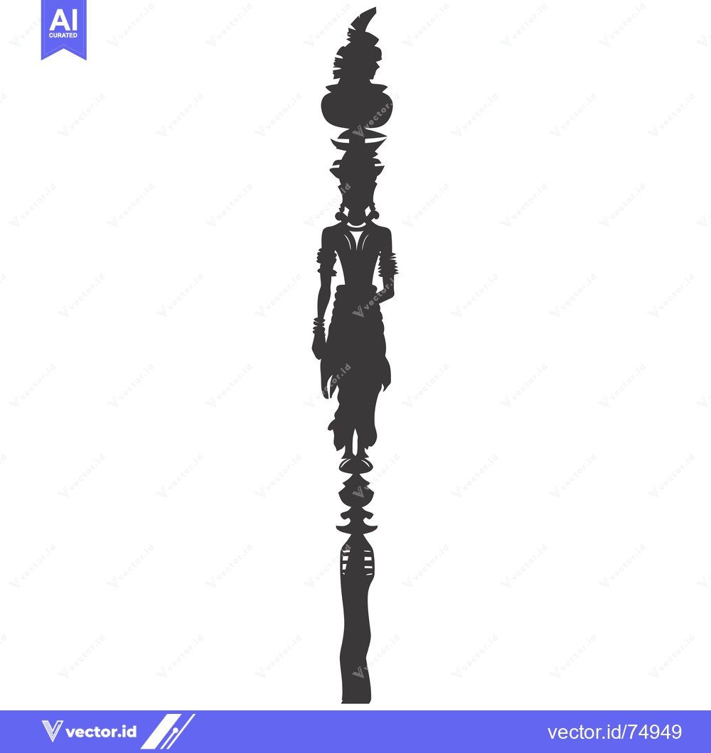 Premium Vector of Silhouette of a Woman Carrying Pots on Her Head