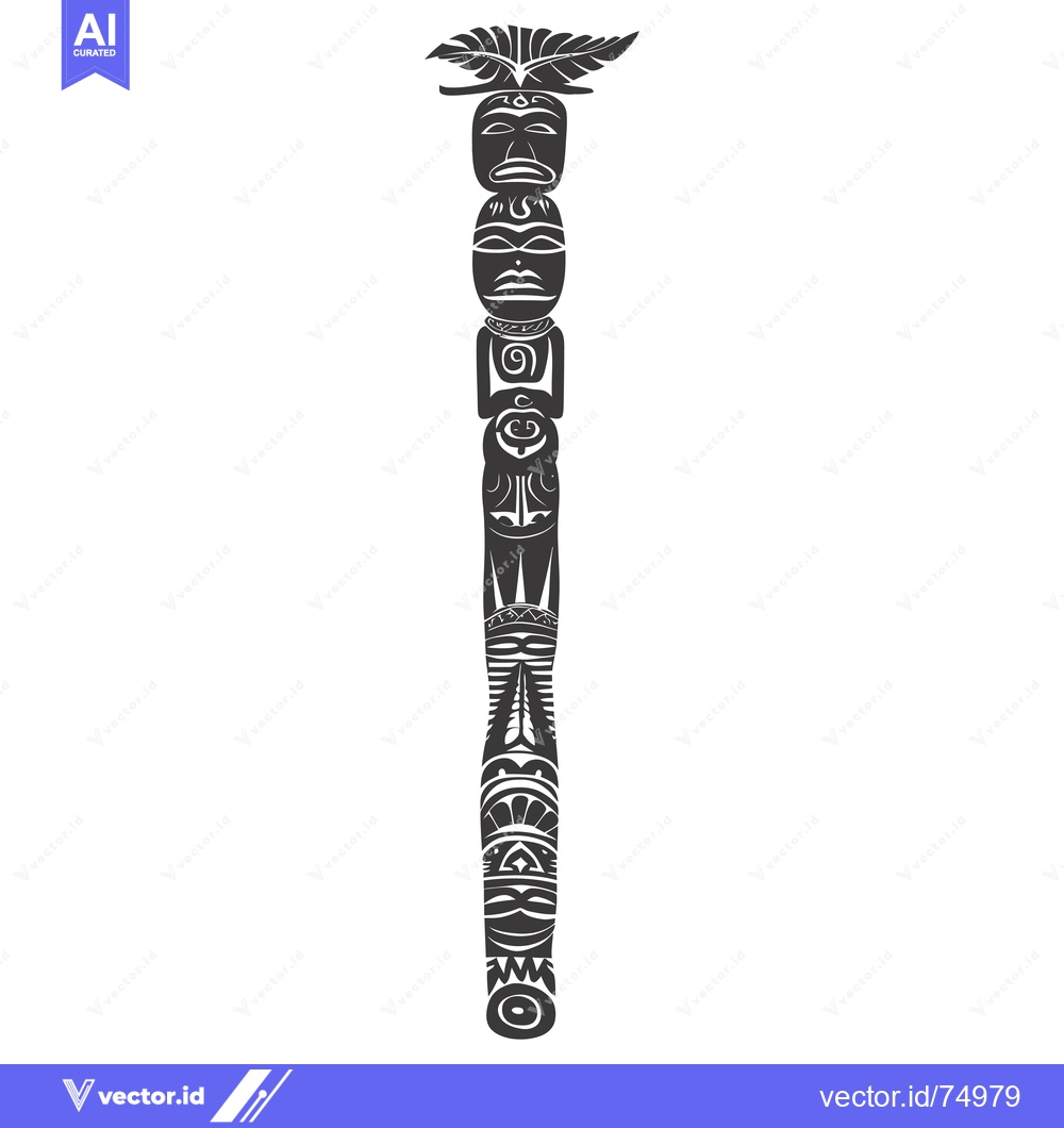 Premium Vector dari Ornate Totem Pole with Multiple Carved Faces