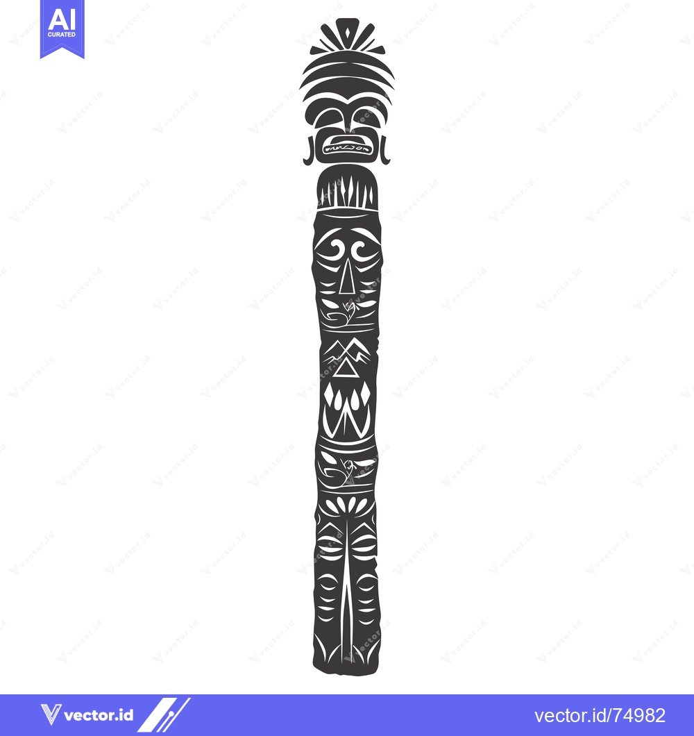 Premium Vector dari Ornate Carved Totem Pole with Multiple Faces