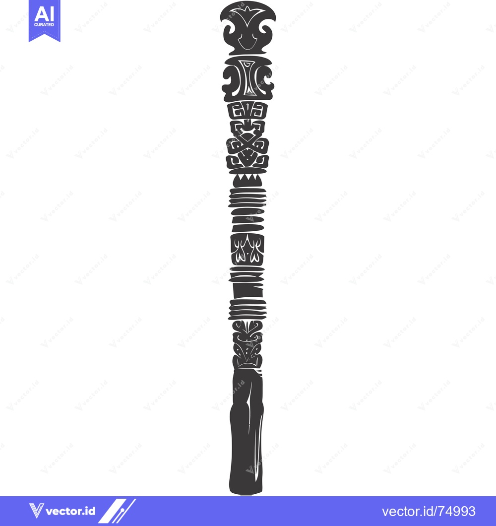 Premium Vector of Ornate Carved Wooden Totem Pole with Abstract Designs