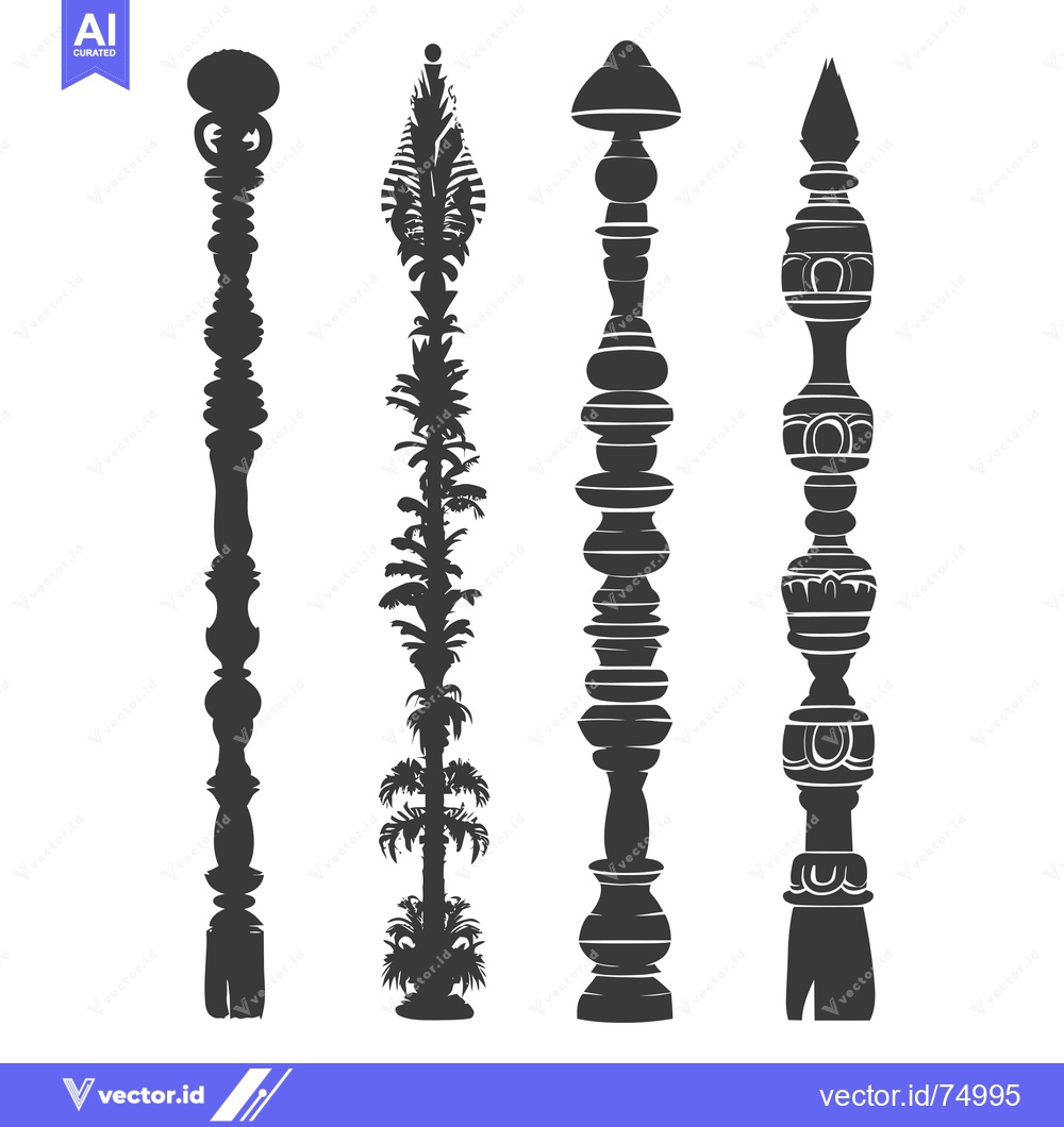 Premium Vector dari Silhouette of Four Ornate Pillars with Unique Designs