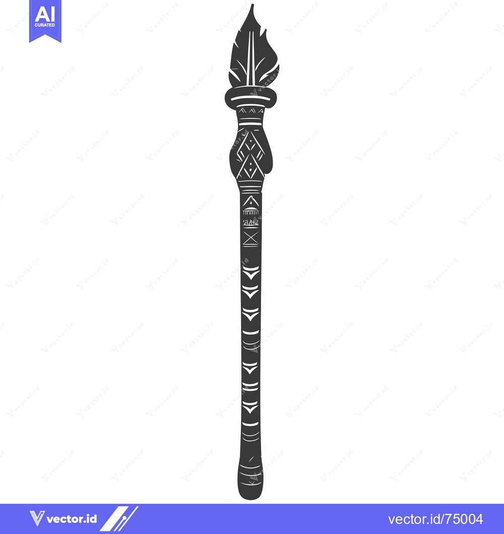 Premium Vector of A Black and White Illustration of a Tribal Torch