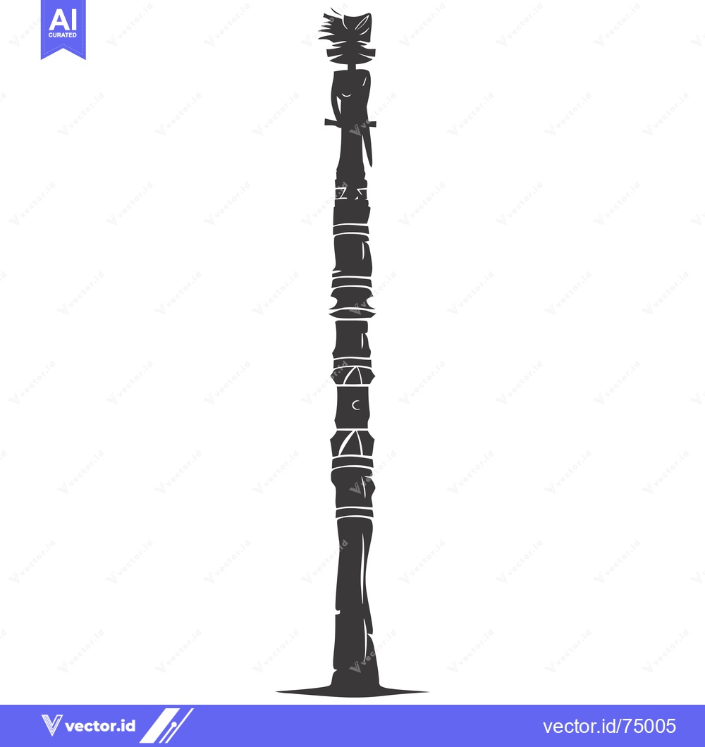 Premium Vector dari A Black and White Illustration of a Totem Pole with a Bird on Top
