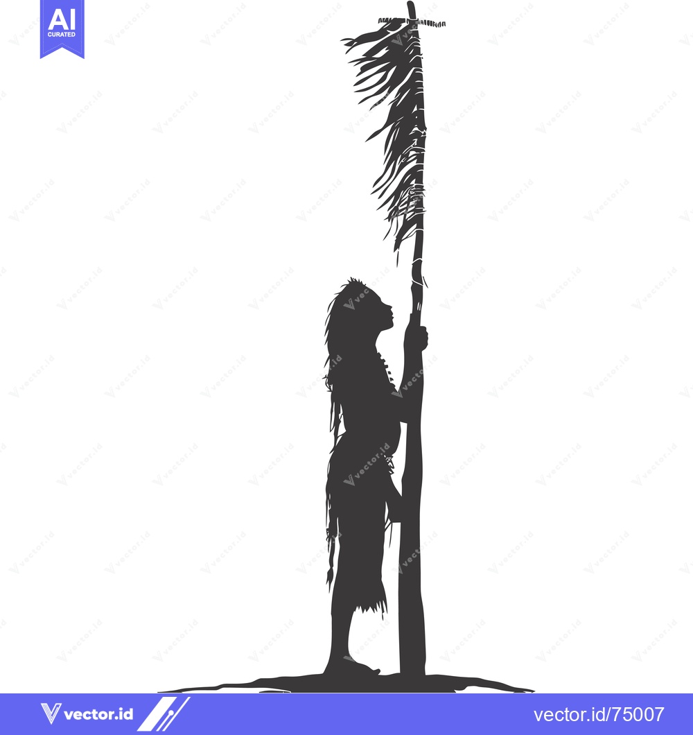Premium Vector of Silhouette of a Woman Holding a Palm Tree Branch