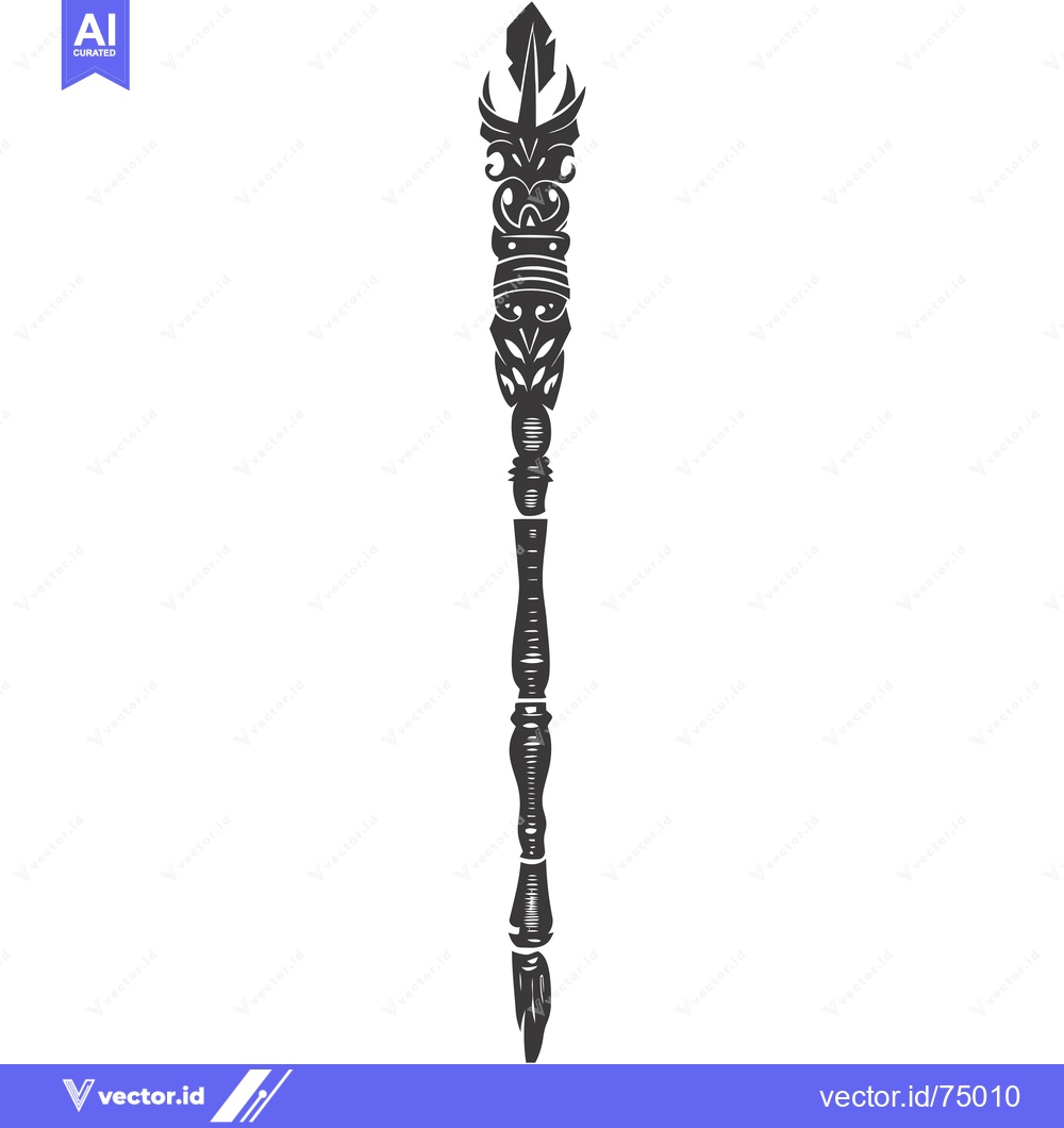 Premium Vector of Ornate Black and White Spear Illustration