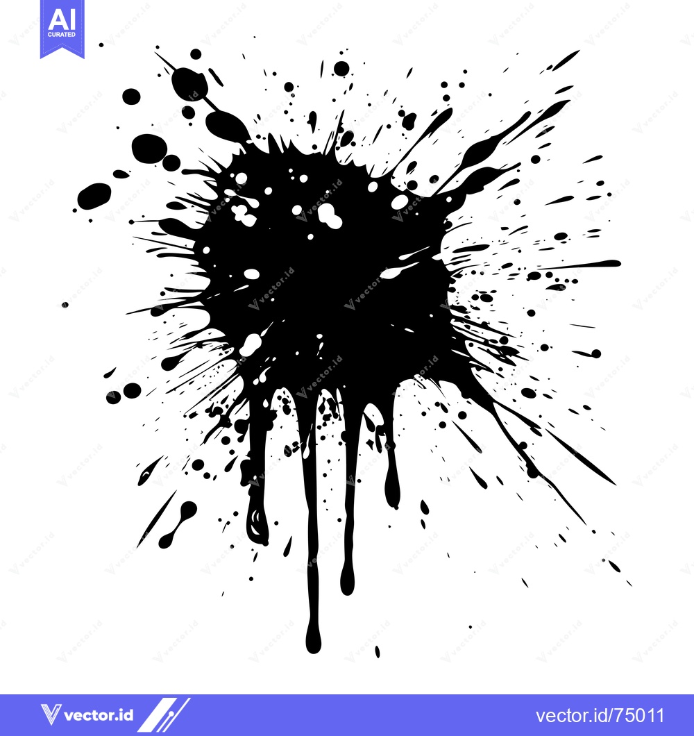 Premium Vector of Black Ink Splashes and Drips on White Background