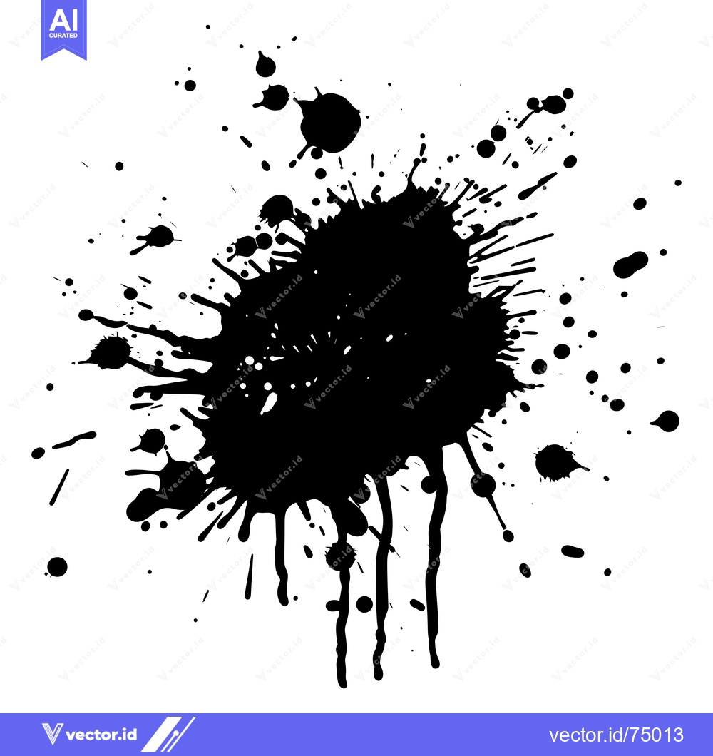 Premium Vector dari Black Ink Splashes and Drips on White Background