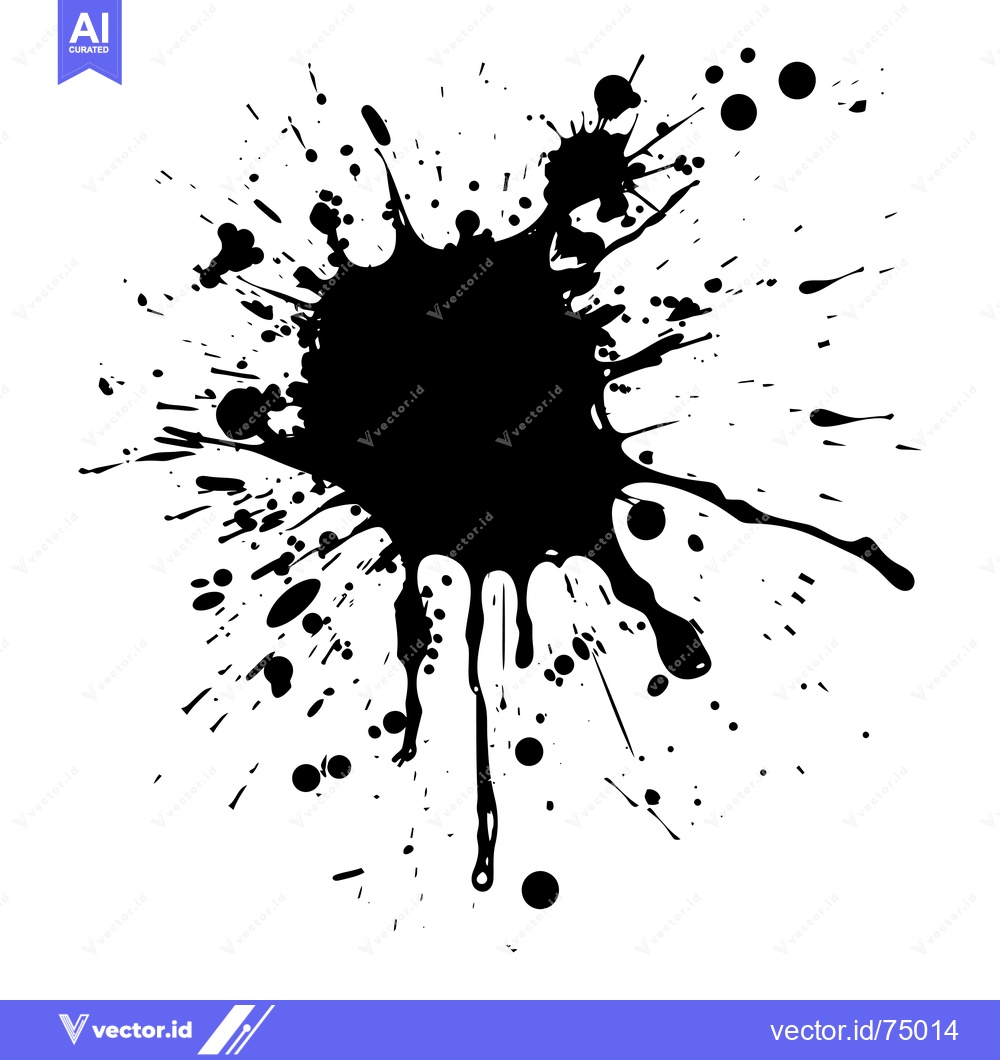 Premium Vector of Black Ink Splashes and Drips on White Background
