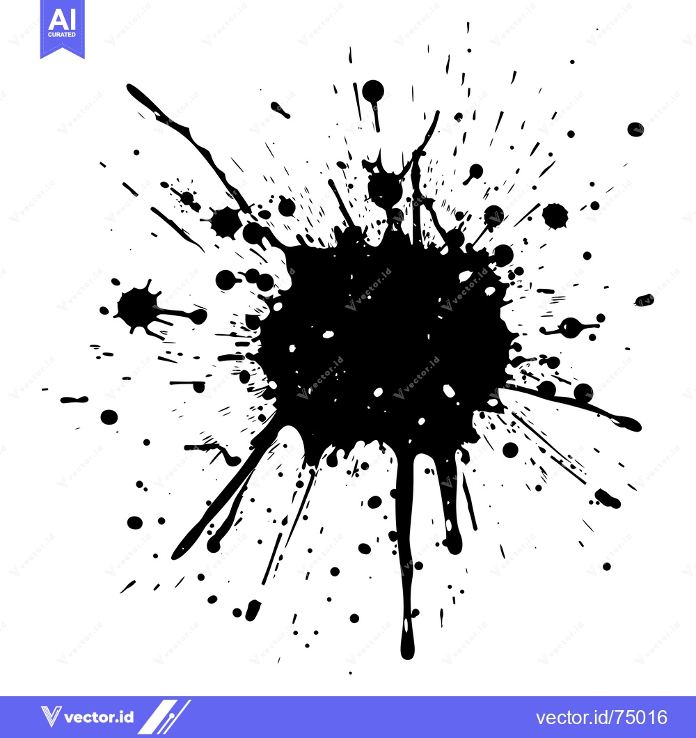 Premium Vector dari Abstract black ink splatter on white background