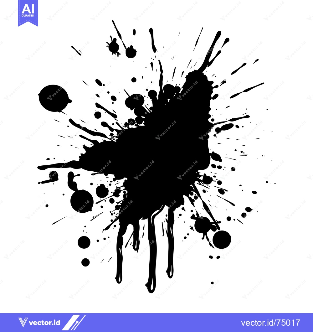 Premium Vector dari Abstract Black Ink Splashes on White Background