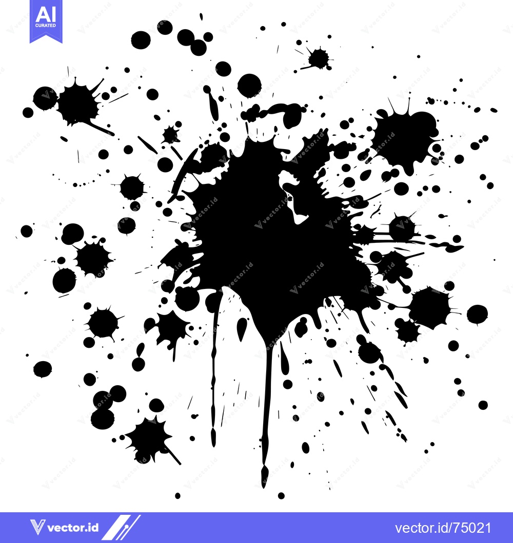 Premium Vector of Black Ink Splatter on White Background