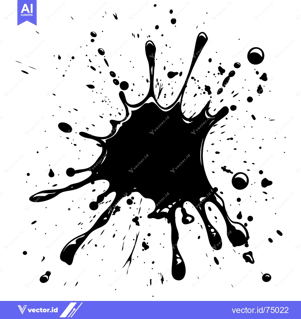 Premium Vector dari Black Ink Splatter with Smaller Droplets