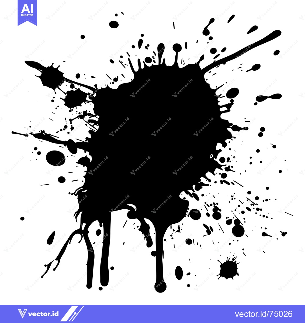 Premium Vector dari Black Ink Splatter on a White Background