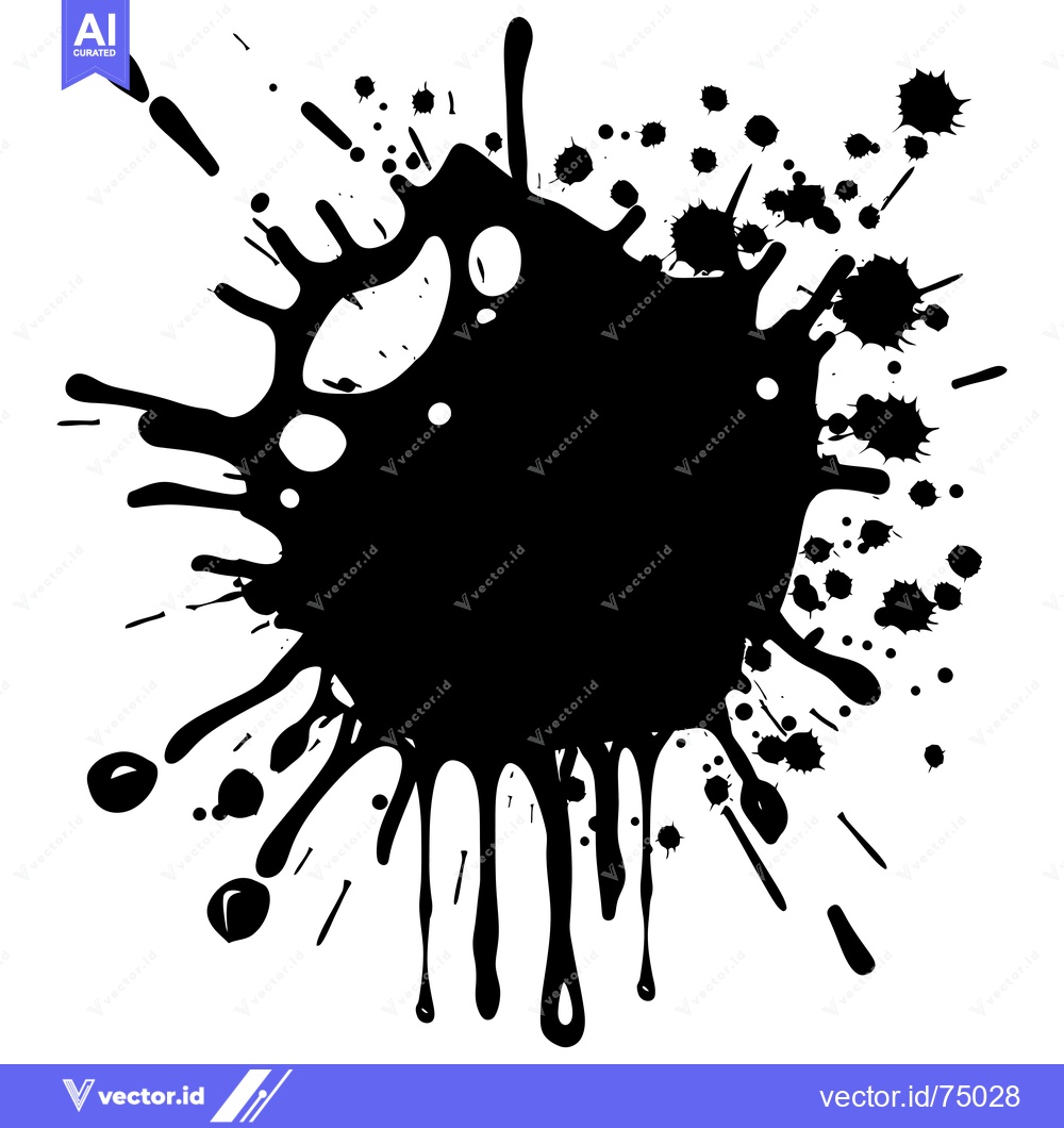 Premium Vector dari Black Ink Splatter with Drips and Smaller Splatters