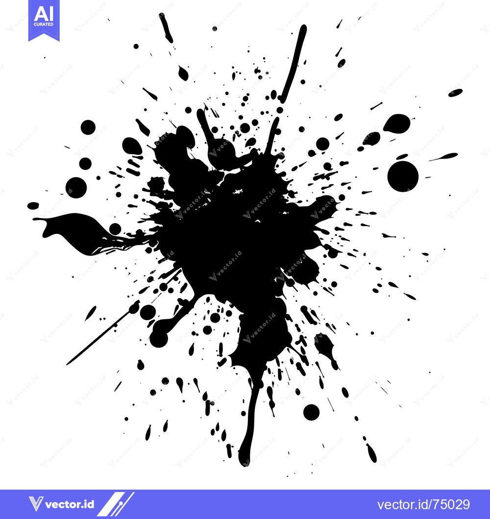Premium Vector of Black Ink Splatter on a White Background