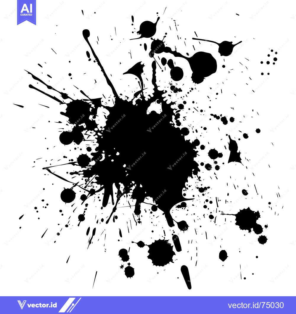 Premium Vector of Black Ink Splashes and Blobs on White Background