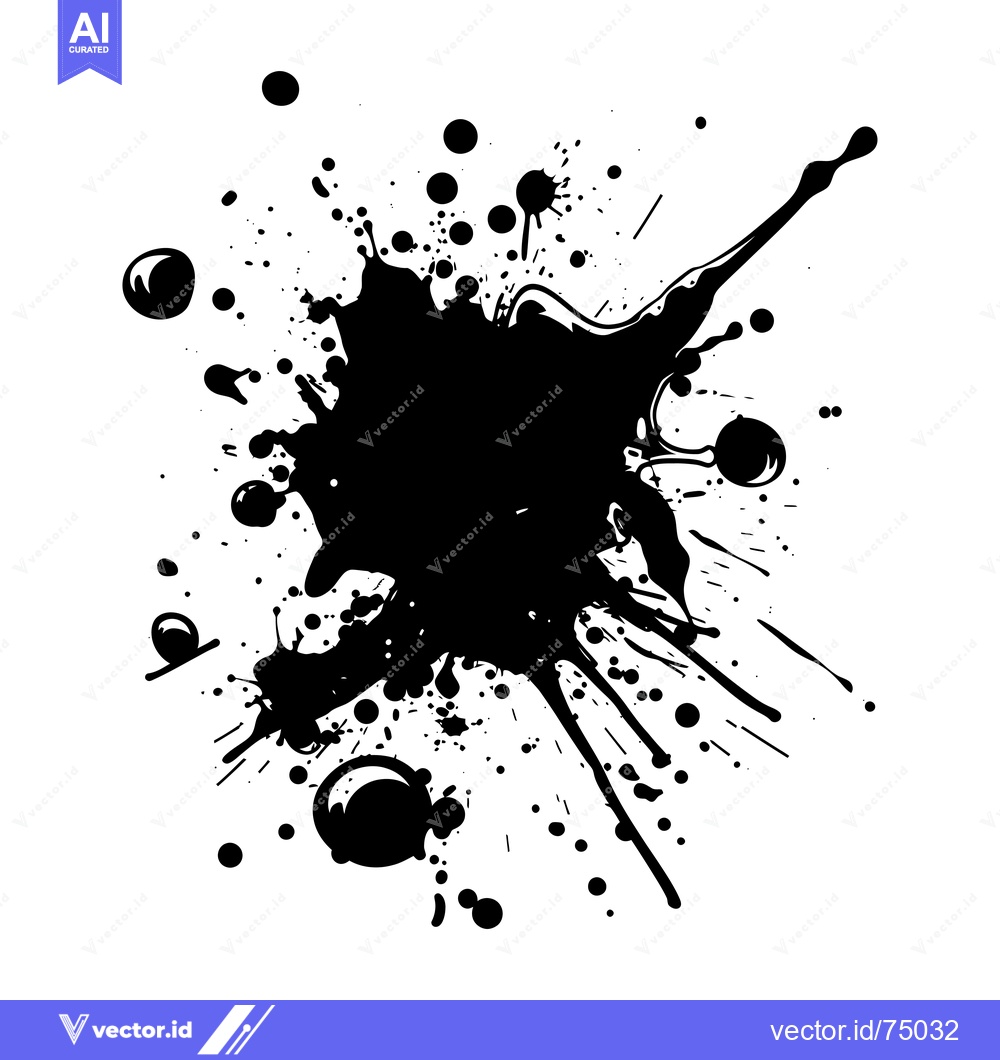 Premium Vector dari Black Ink Splatter on White Background
