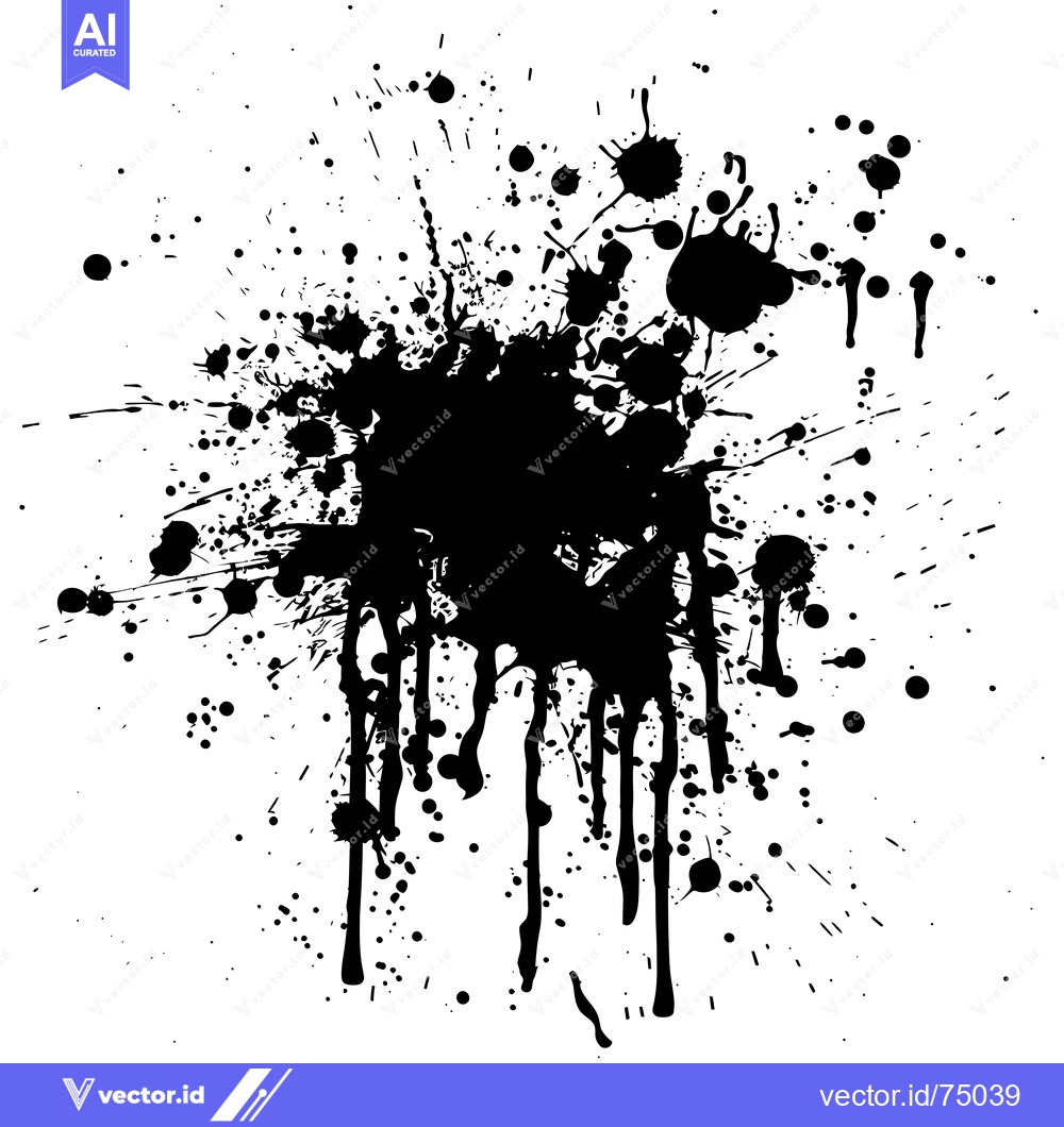 Premium Vector dari Black Ink Splashes and Drips on White Background