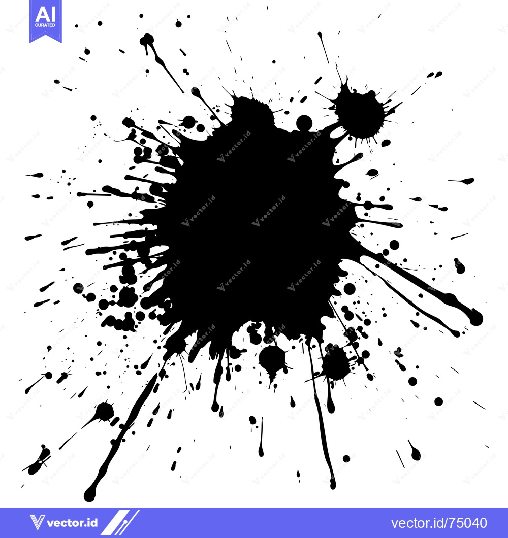 Premium Vector dari Black Ink Splashes and Drips on a White Background