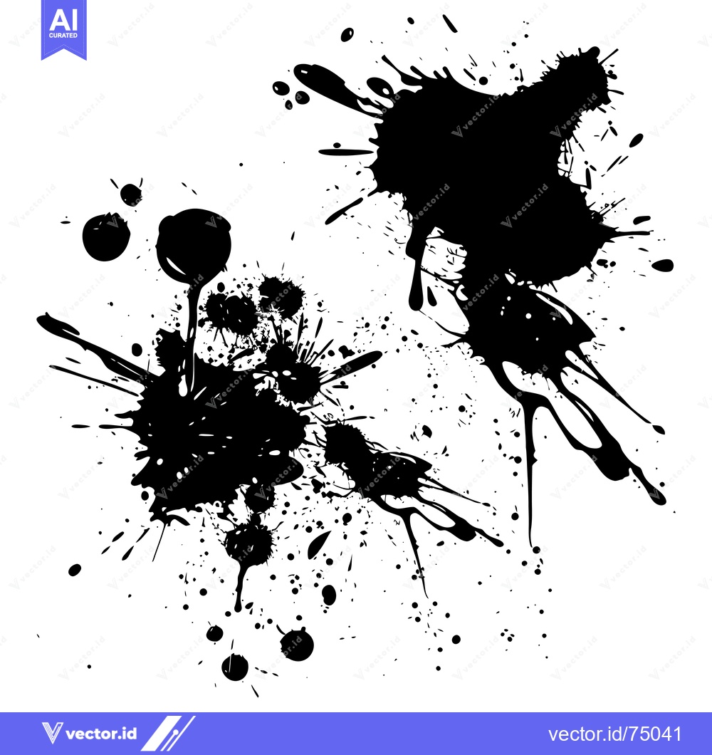 Premium Vector of Abstract Black Ink Splashes and Blobs on White Background