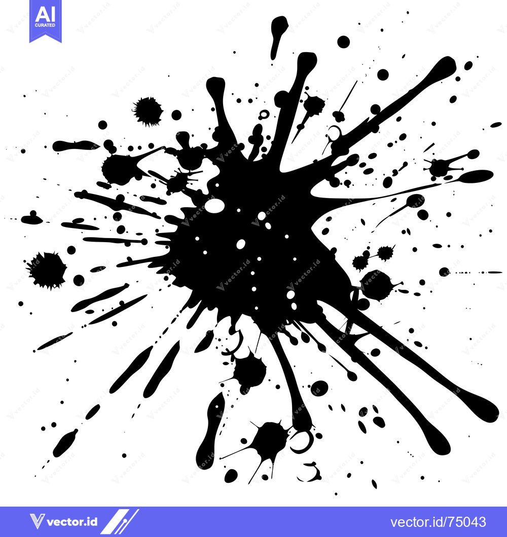 Premium Vector of Black Ink Splatter on a White Background