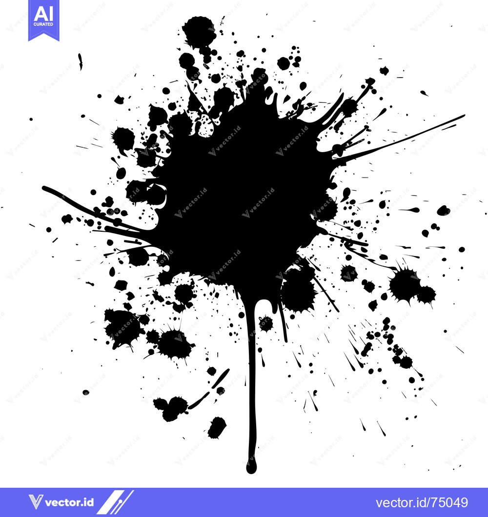 Premium Vector dari Black Ink Splashes and Drips on a White Background