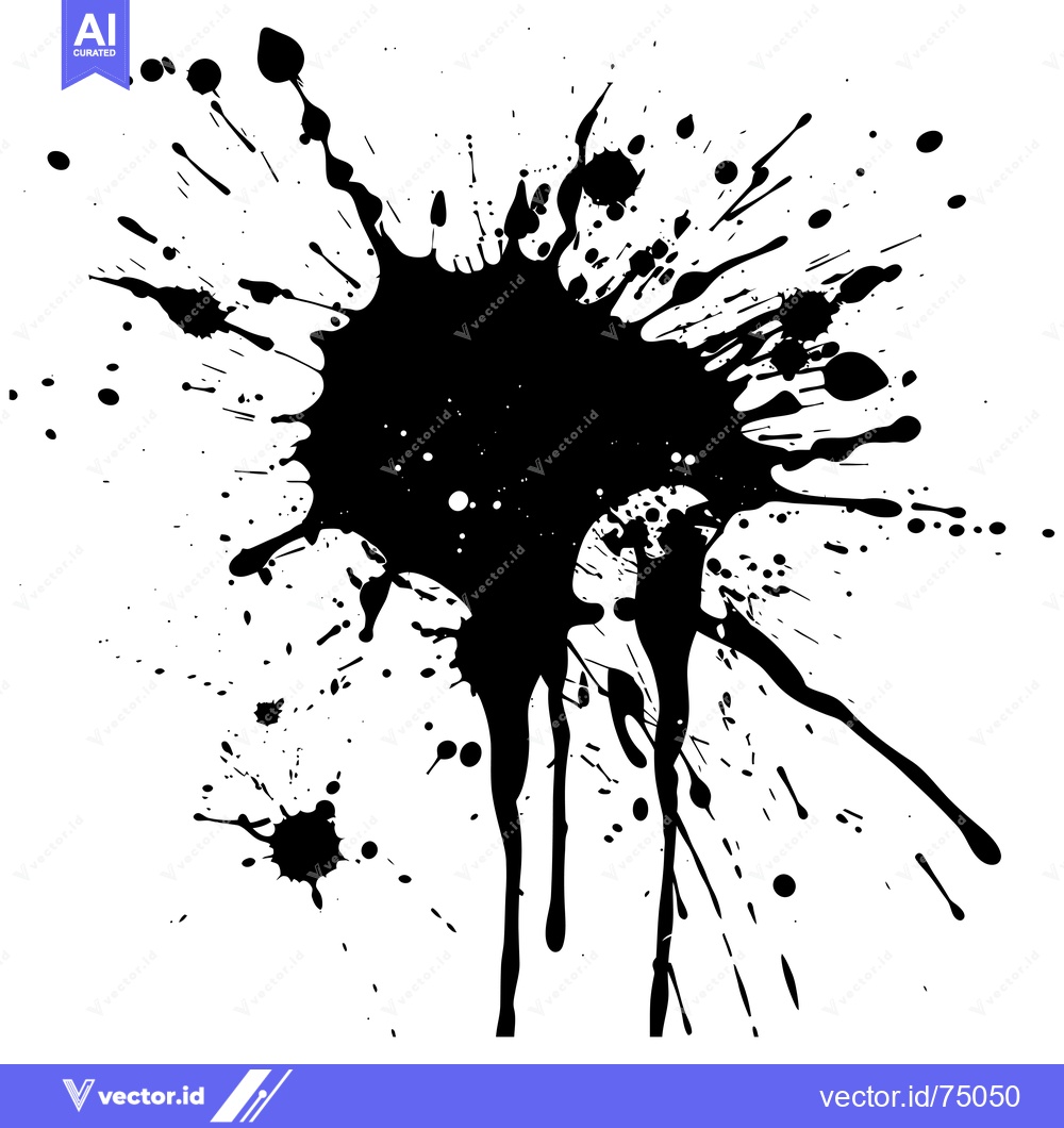 Premium Vector dari Black Ink Splashes and Drips on White Background