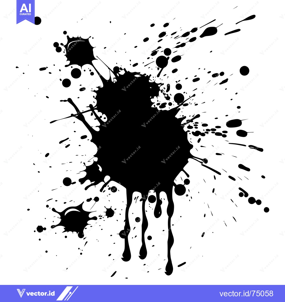 Premium Vector dari A Black Ink Splatter with Drips on a White Background
