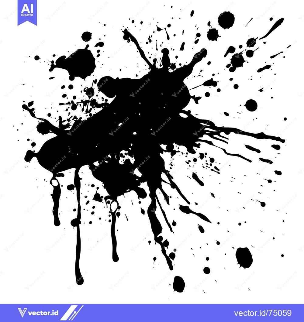 Premium Vector dari Black Ink Splatter on White Background
