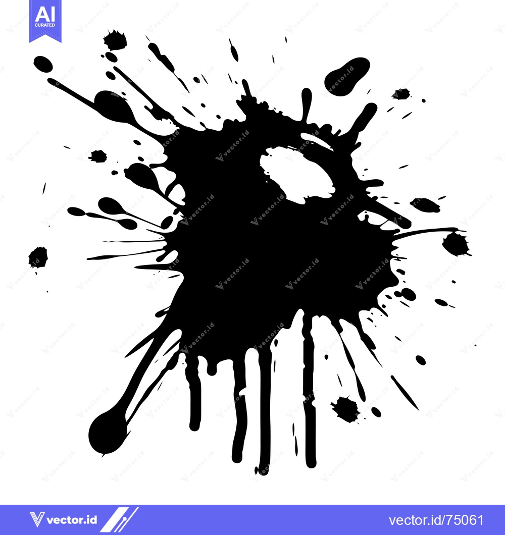 Premium Vector dari Black Ink Spatter with Drips on a White Background