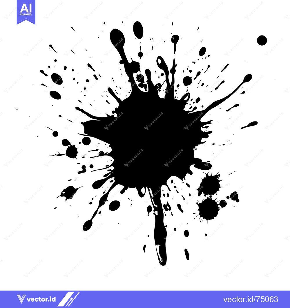Premium Vector dari Black Ink Splashes on a White Background