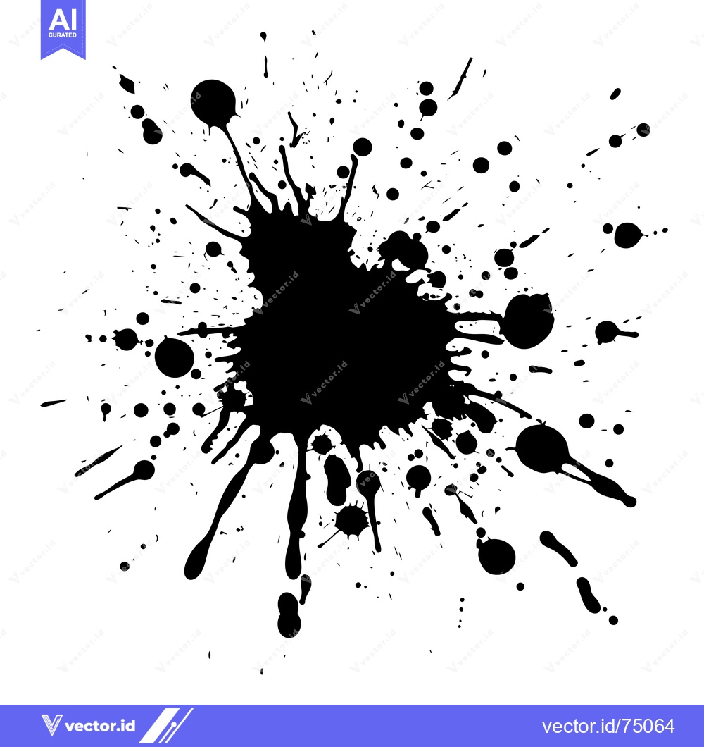 Premium Vector dari Black Ink Splatter on White Background