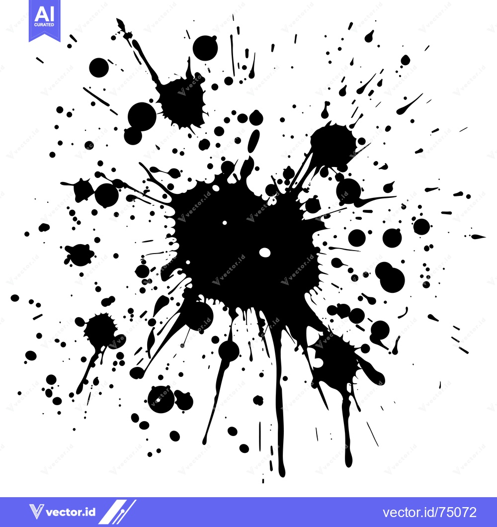 Premium Vector dari Black Ink Splashes and Drips on a White Background
