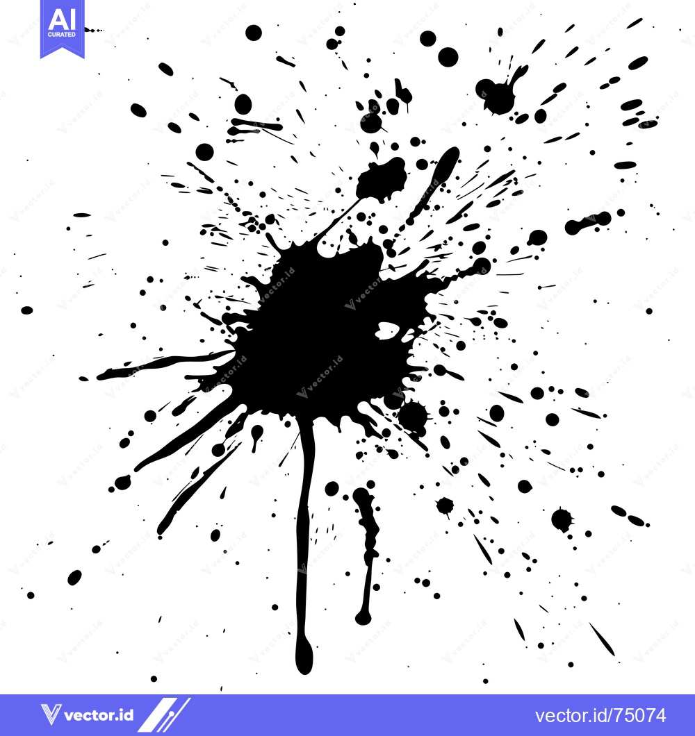 Premium Vector of Black Ink Splashes and Drips on White Background