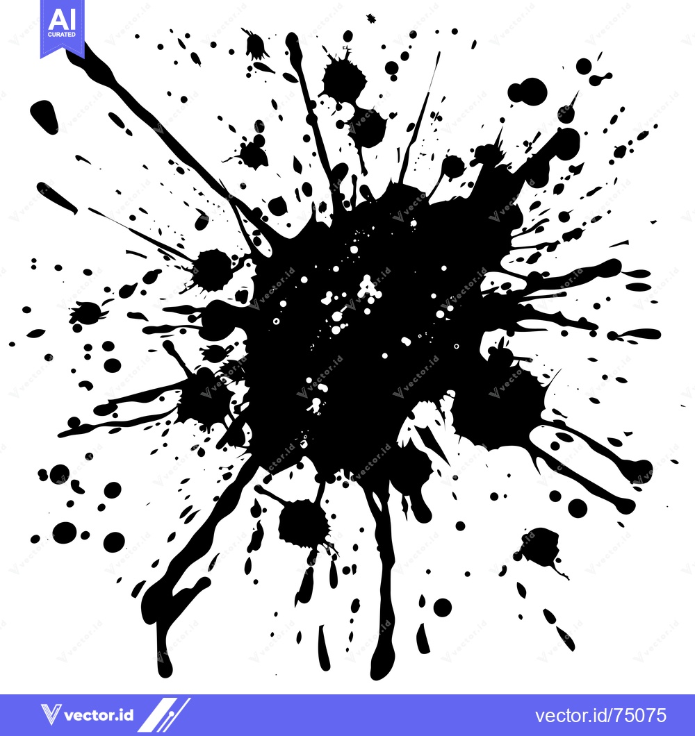 Premium Vector dari Abstract Black Ink Splashes and Blots on White Background