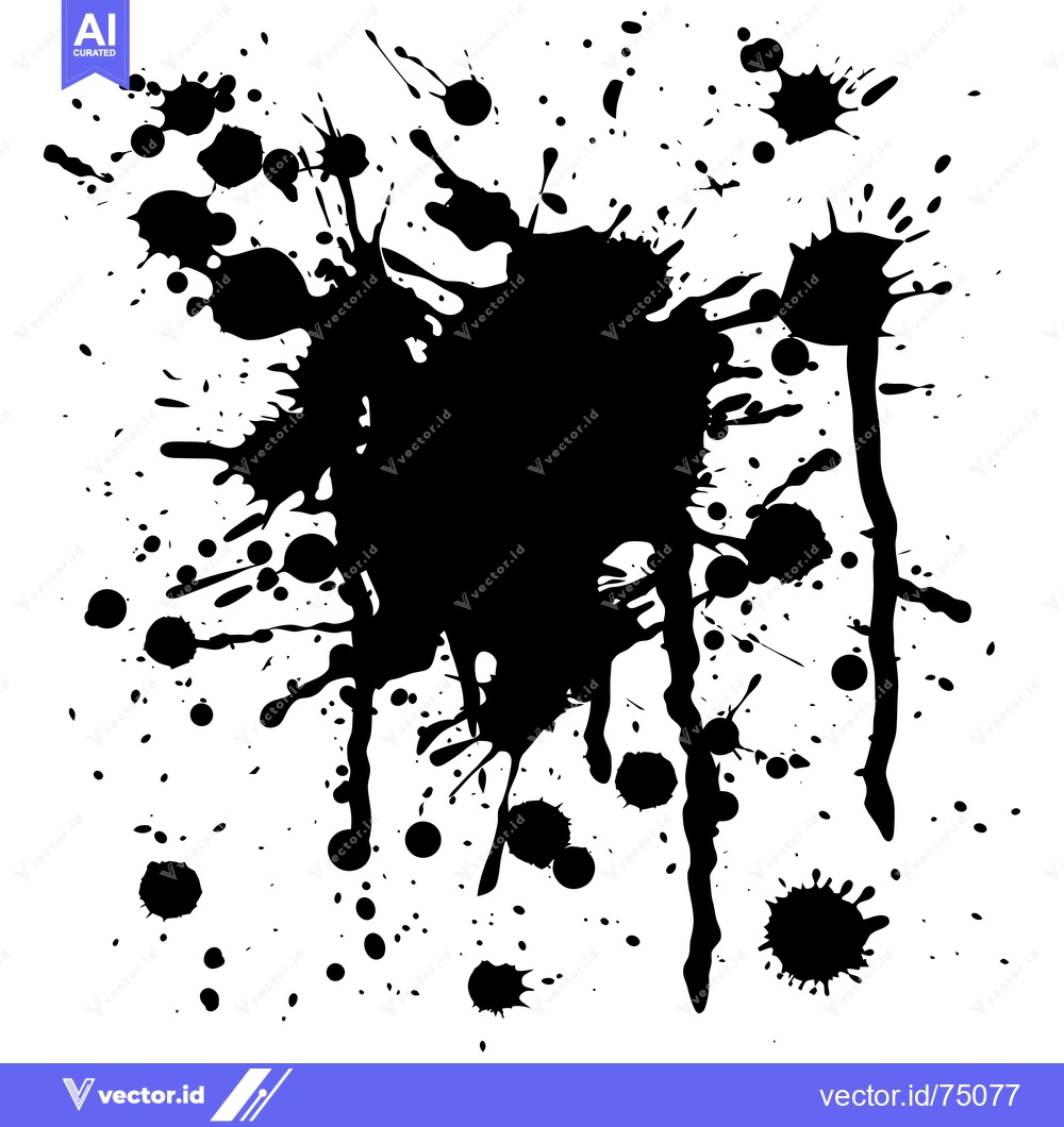 Premium Vector dari Black Ink Splatter on White Background
