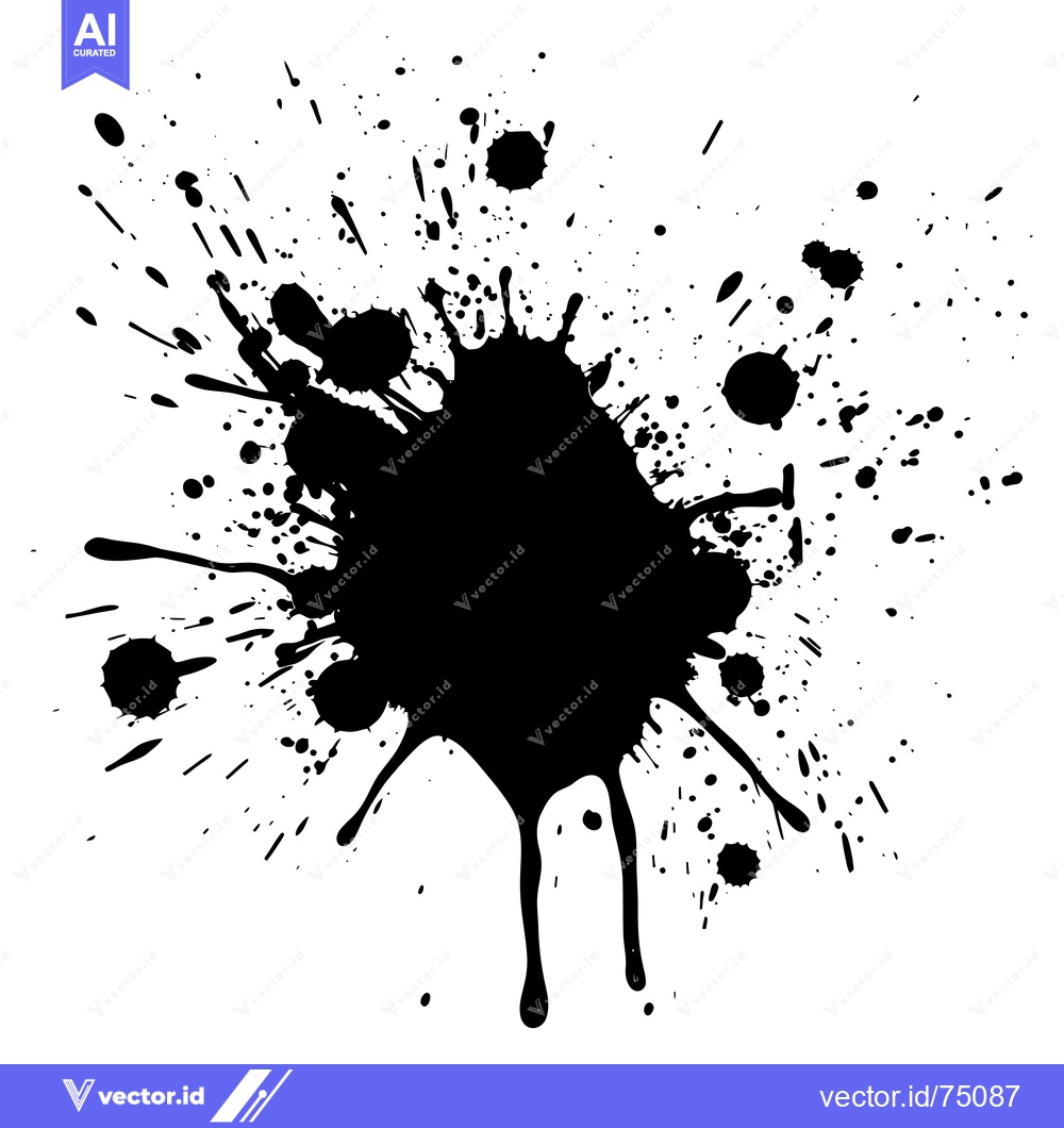 Premium Vector dari Black Ink Splatter with Drips on a White Background