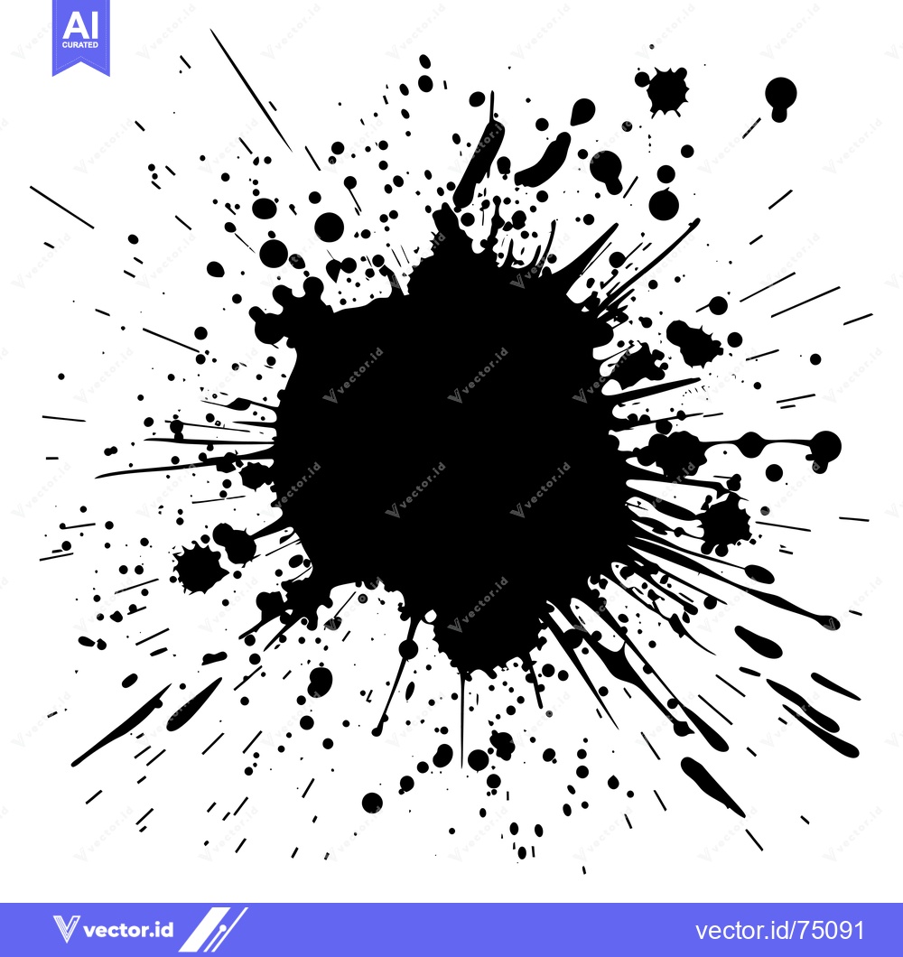 Premium Vector dari Black Ink Splatter with a Circular Shape