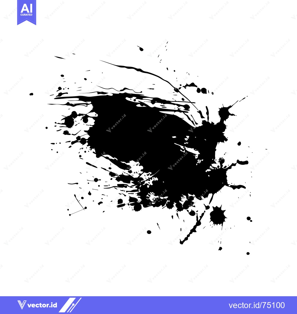 Premium Vector of Black Ink Splashes and Blobs on White Background