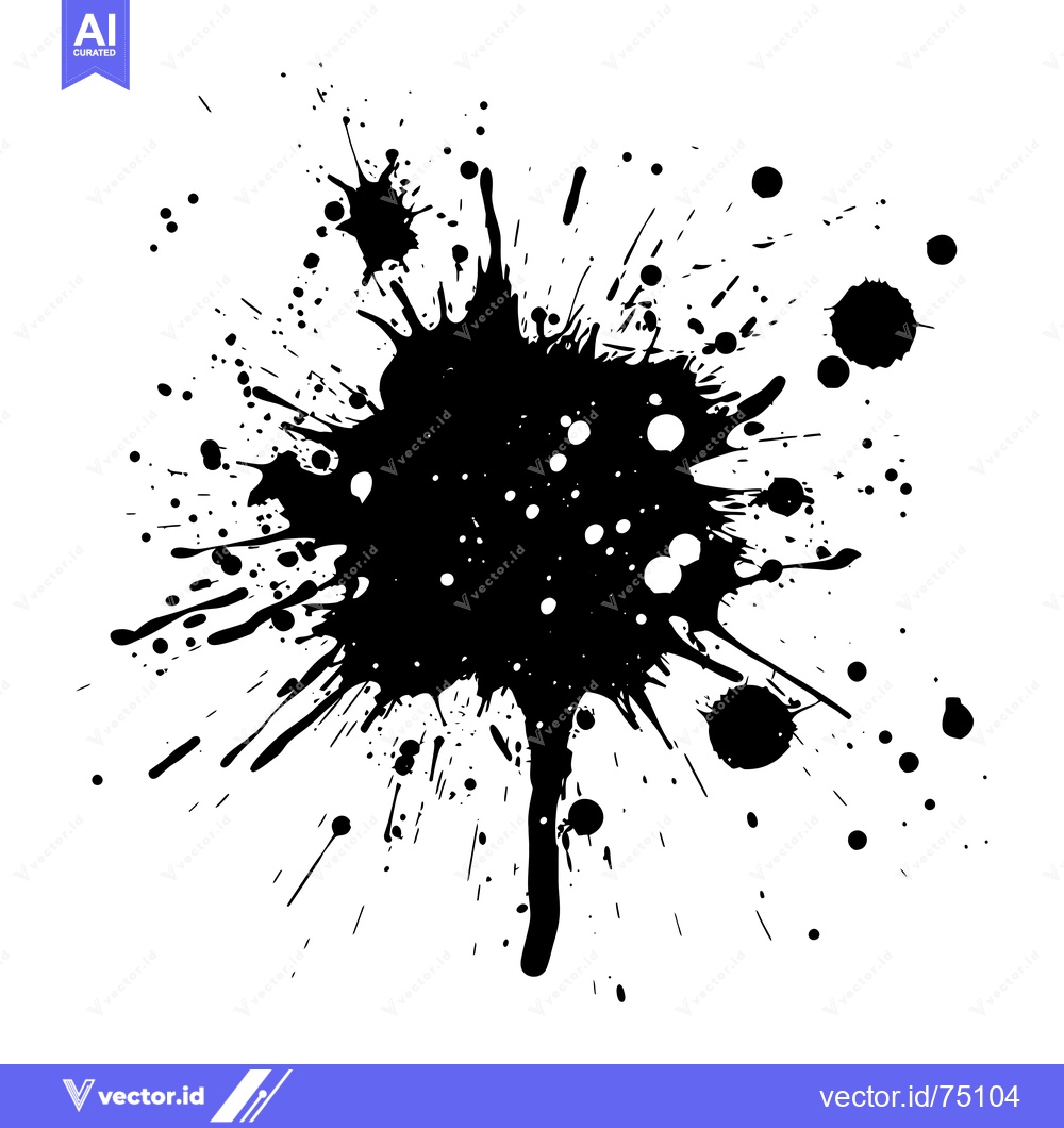 Premium Vector dari Black Ink Splatter on White Background