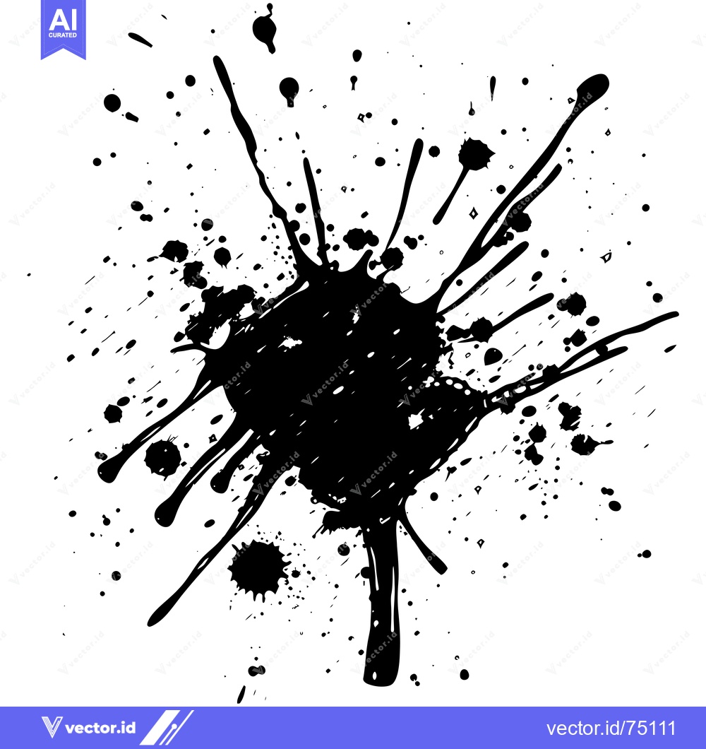 Premium Vector dari Black Ink Splatter on White Background