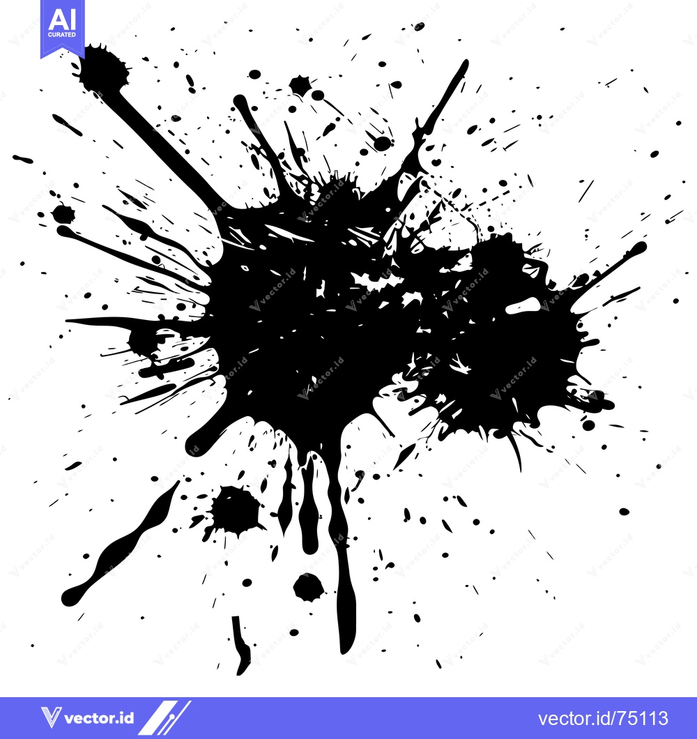 Premium Vector dari Abstract black ink splattered on a white background