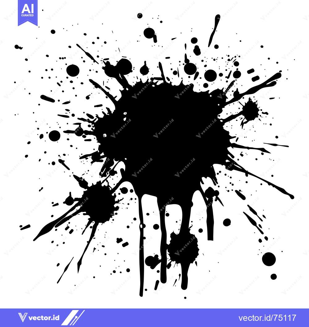 Premium Vector of Black Ink Splatter on White Background