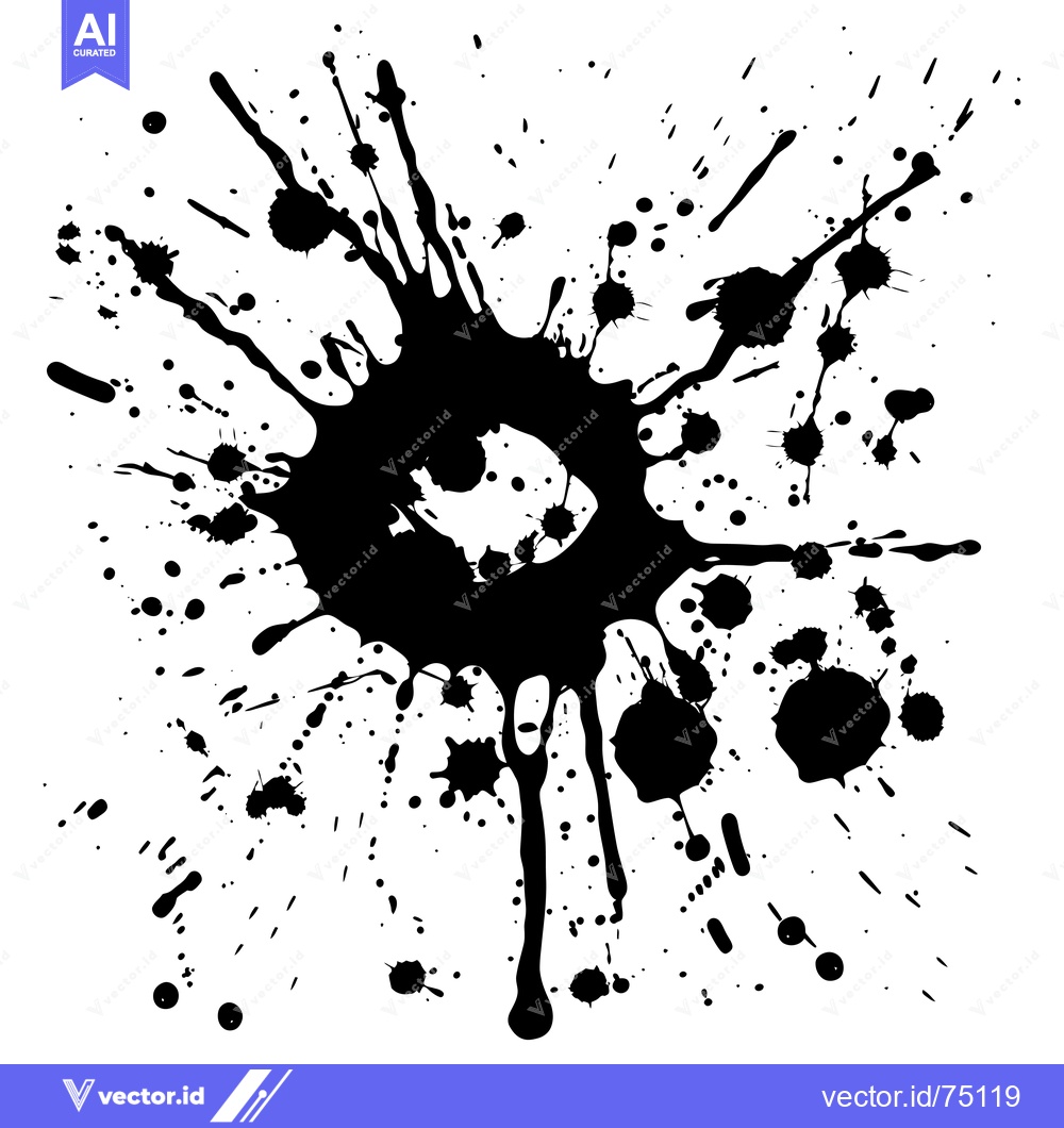 Premium Vector dari Black Ink Splashes and Drips on White Background