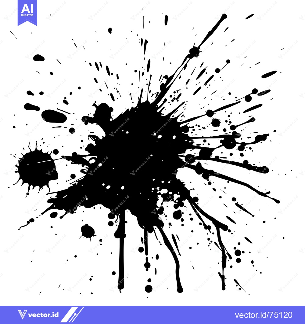Premium Vector dari Abstract Black Ink Splashes and Drips on White Background