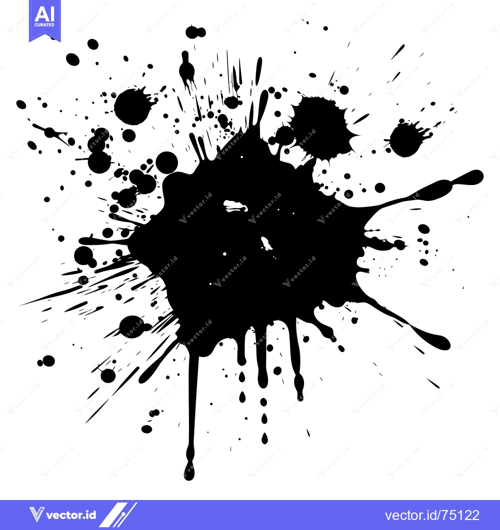 Premium Vector dari A Black Ink Splotch with Smaller Droplets Surrounding It