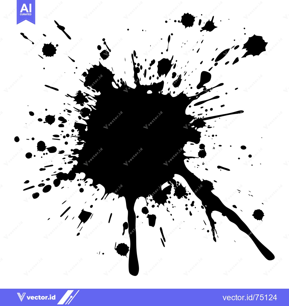 Premium Vector dari Black Ink Splashes and Droplets on White Background