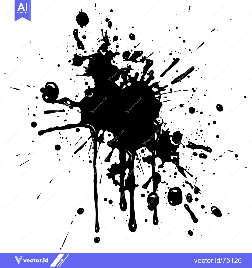 Premium Vector dari Abstract Black Ink Splotch with Droplets and Splatter