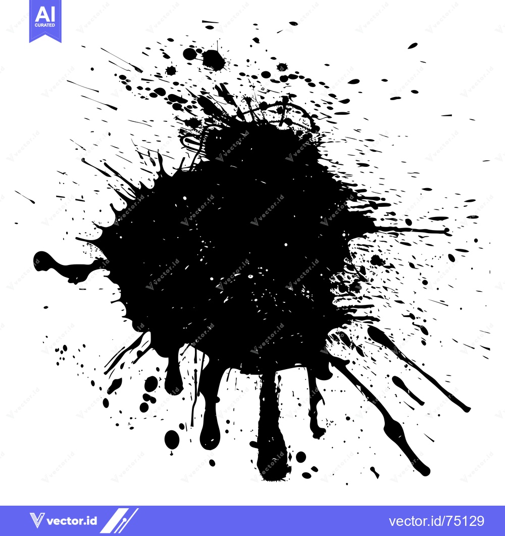 Premium Vector of Black Ink Splashes and Splatters on White Background