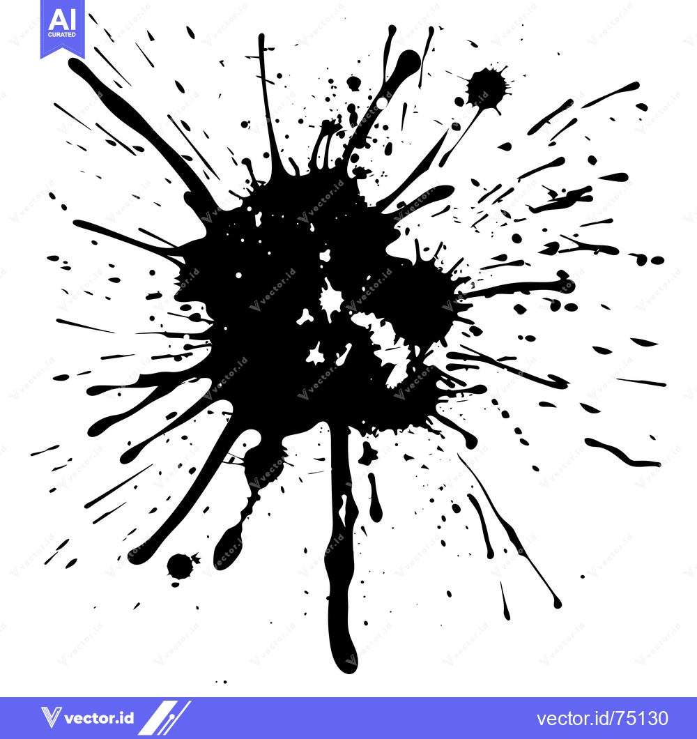 Premium Vector dari A Large Black Ink Splatter with Smaller Droplets Surrounding It